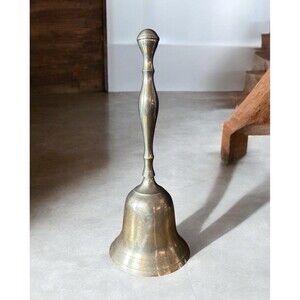 Brass Bell Handle Clapper Beautifully Clear Deep & Sustained  Tone Gold Color